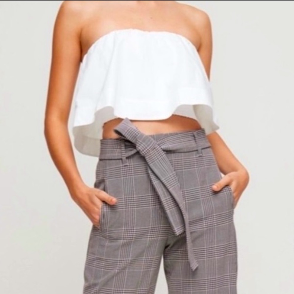 Aritzia White Strapless Crop Top